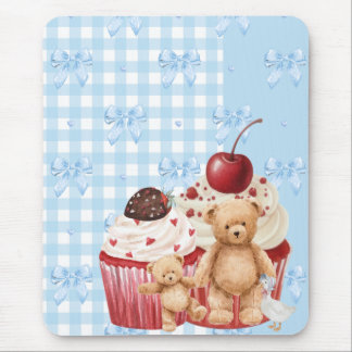 Tapis De Souris pastel "teddy bear" cupcake kawaii gingham ribbon