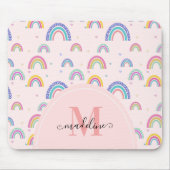 Tapis De Souris Pastel tendance Rainbow Heart élégant Monogramme (Devant)