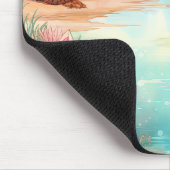 Tapis De Souris Pastel Tropical Island Beach Sunset Mountains (Coin)
