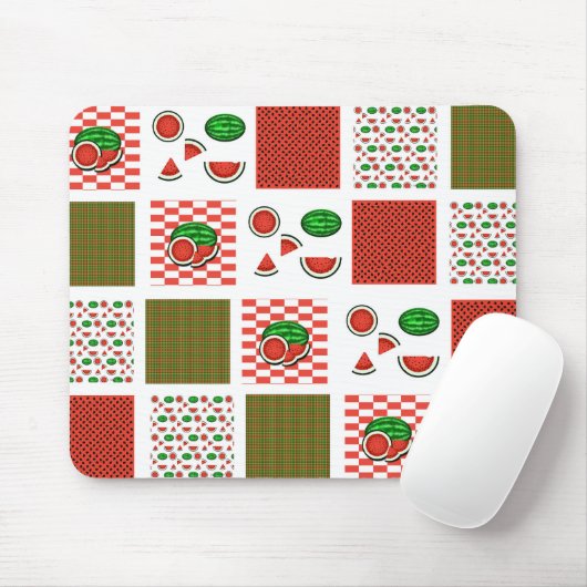 Tapis De Souris Patchwork de pastèque (Avec souris)