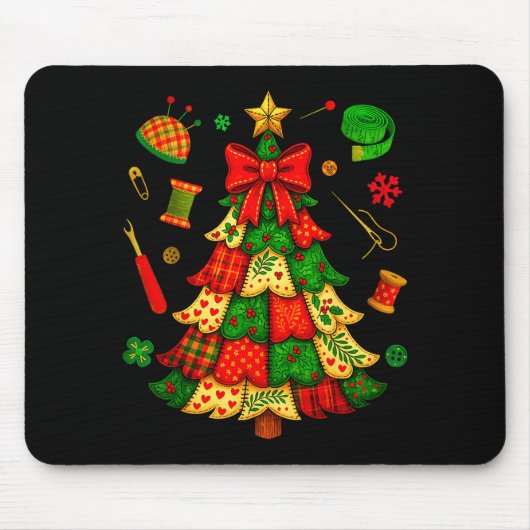 Tapis De Souris Patchwork de sapin de Noël Couture Quilter Broderi (Devant)