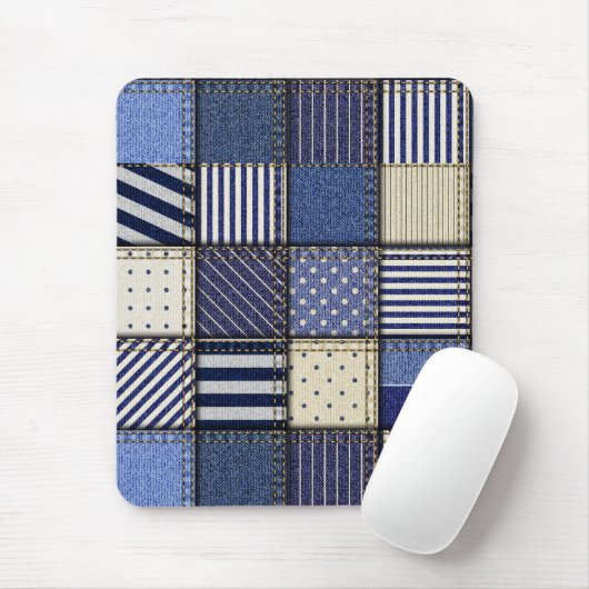 Tapis De Souris Patchwork Denim bleu (Avec souris)
