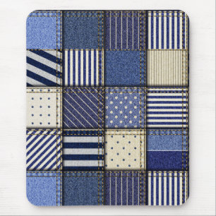 Tapis De Souris Patchwork Denim bleu