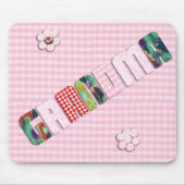 Tapis De Souris Patchwork 'Grandma' Sur À damiers Rose (Devant)