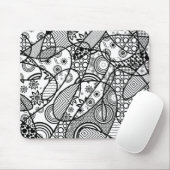 Tapis De Souris Patchwork motif noir et blanc 01 (Avec souris)