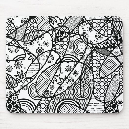 Tapis De Souris Patchwork motif noir et blanc 01 (Devant)