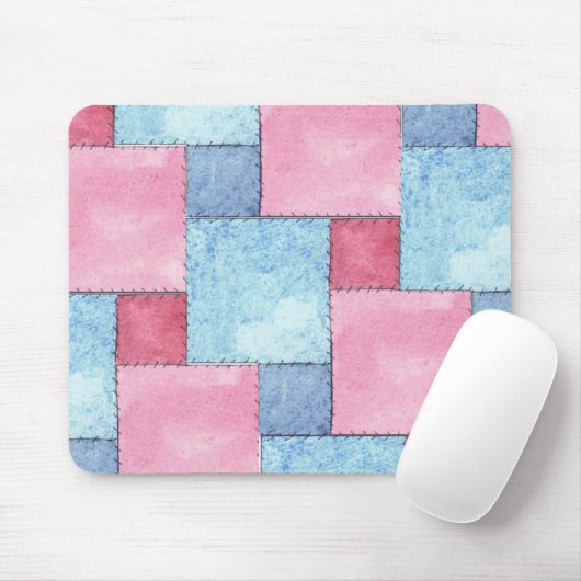 Tapis De Souris Patchwork Mousepad, Rose, Blues (Avec souris)