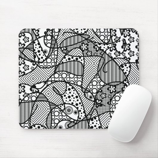 Tapis De Souris Patchwork noir et blanc 04 de motif (Avec souris)