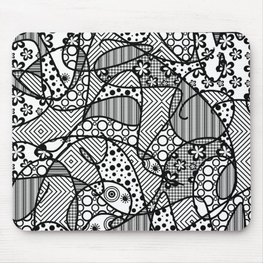Tapis De Souris Patchwork noir et blanc 04 de motif (Devant)