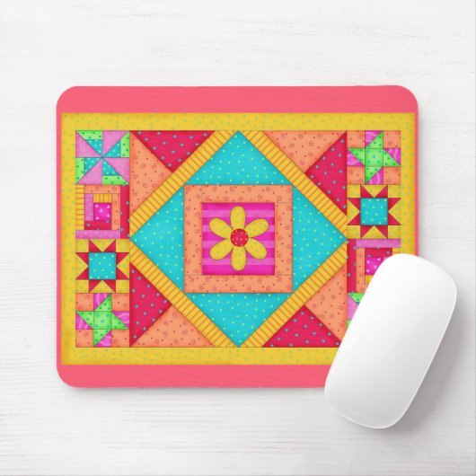 Tapis De Souris Patchwork Quilt Art Mousepad (Avec souris)