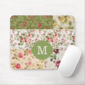 Tapis De Souris Patchwork Rose Monogramme personnalisé (Avec souris)