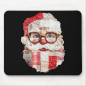 Tapis De Souris Patchwork Santa Claus Face Preppy Girly Christmas (Devant)