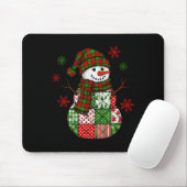 Tapis De Souris Patchwork Snowman, Retro Funny Christmas (Avec souris)