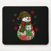 Tapis De Souris Patchwork Snowman, Retro Funny Christmas (Devant)