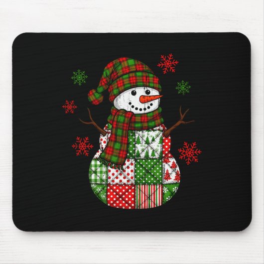 Tapis De Souris Patchwork Snowman, Retro Funny Christmas (Devant)