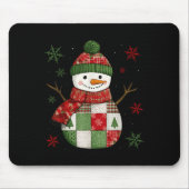 Tapis De Souris Patchwork Snowman Retro Funny Christmas Snowman Ho (Devant)