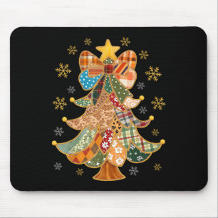 Tapis De Souris Patchwork Xmas Coquette Bow Lace Joyeux brillant C