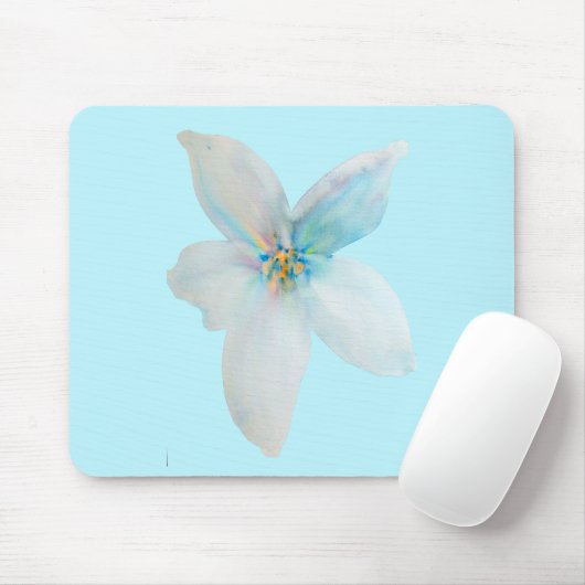 Tapis De Souris Pâte de fleur d'aquarelle à fleurs blanches (Avec souris)