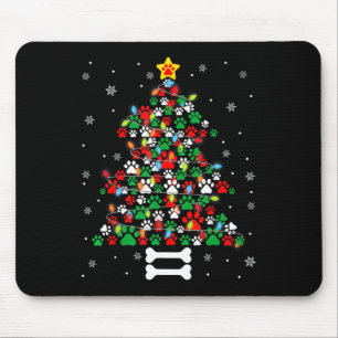 Tapis De Souris Pâtes de chien de Noël Pâtes de chien de Noël Arbr