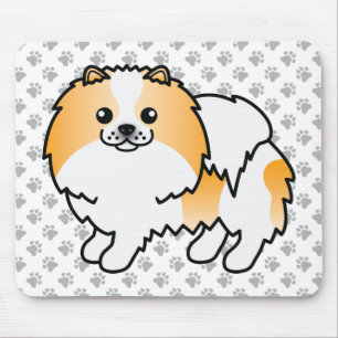 Tapis De Souris Pâtes et chiens mignons de Poméranie orange Parti-