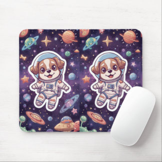 Tapis De Souris Pâtes interstellaires - Chien spatial mignon à l'a