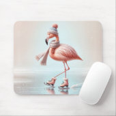 Tapis De Souris Patinage sur glace Flamant rose rose (Avec souris)
