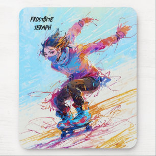 Tapis De Souris patineur de glace d'anime Abstrait