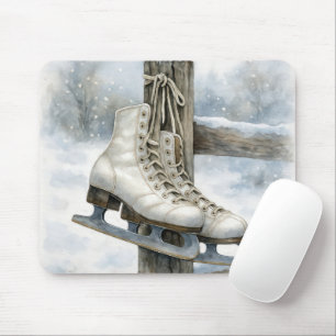 Tapis De Souris Patins à glace vintage suspendus à un poteau de cl