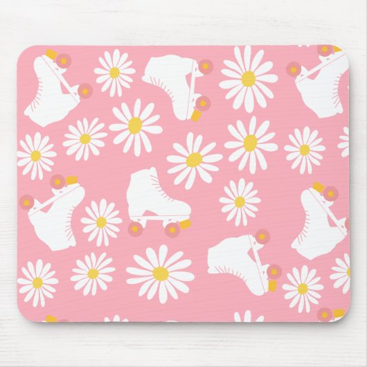 Tapis De Souris Patins floraux Roller Patinage Motif rose (Devant)