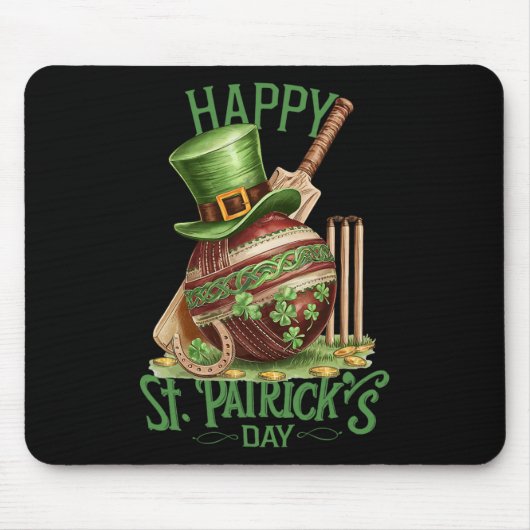 Tapis De Souris Patrick's Day Costume Cricket Hat Four-leaf Clover (Devant)