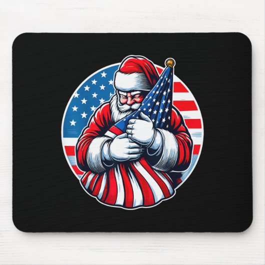 Tapis De Souris Patriotic Santa Claus For Men Women Usa Flag Chris (Devant)