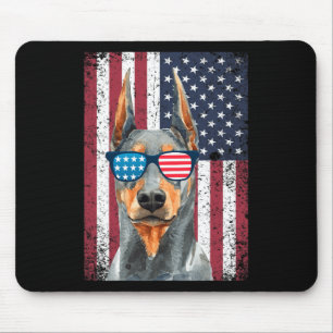 Tapis De Souris Patriotique Doberman Pinscher 4 juillet Amérique d