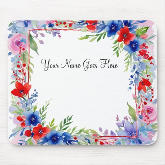 Tapis De Souris Patriotique Floral Mousepad (Devant)