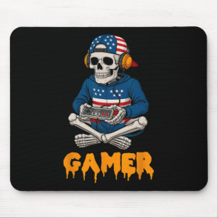 Tapis De Souris Patriotique Halloween Squelette Gamer Funny Squele