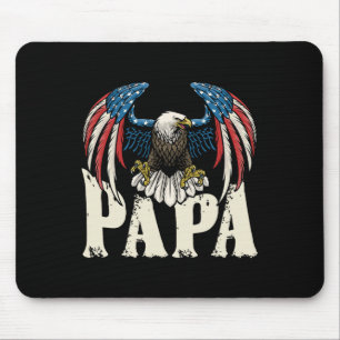 Tapis De Souris Patriotique Papa Bald Eagle Chemise Usa Drapeau 4e