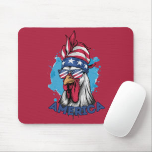 Tapis De Souris Patriotique poulet aux USA Bandana et Shades