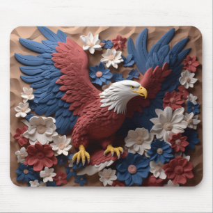 TAPIS DE SOURIS PATRIOTIQUE ROUGE BLANC BLEU AMÉRICAIN BALD EAGLE