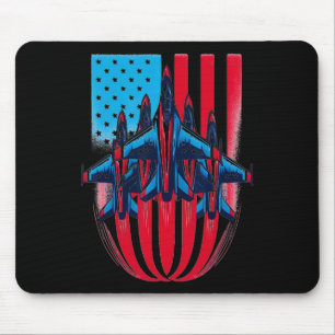 Tapis De Souris Patriotique Rouge Bleu Bleu Usa Drapeau Jets 4e