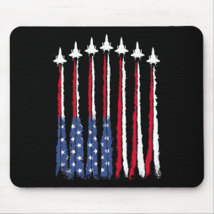 Tapis De Souris Patriotique Rouge Bleu Bleu Usa Drapeau Jets 4e