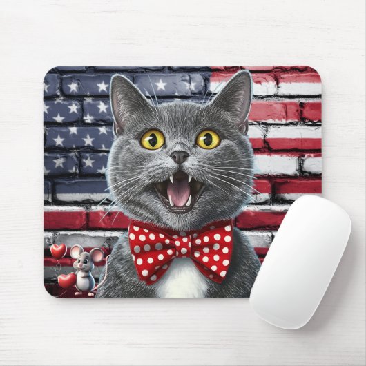Tapis De Souris Patriotique souris et souris chat (Avec souris)