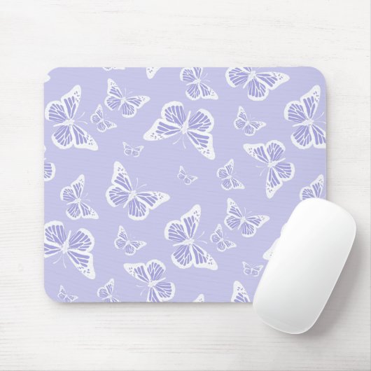 Tapis De Souris Pattern de Lilac Purple and White Butterfly (Avec souris)