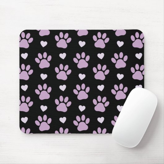 Tapis De Souris Pattern of paws, Dog paws, Lilac paws, Hearts (Avec souris)