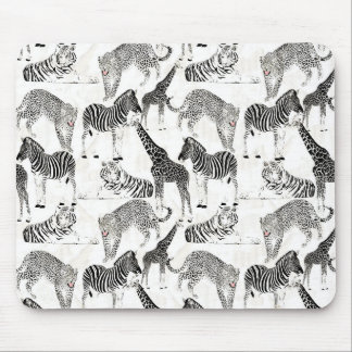 Tapis De Souris Patters de Stylish Black et White Jungle Animals