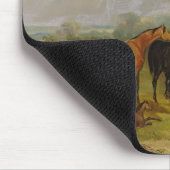 Tapis De Souris Pâturage de chevaux : Juments et poulains dans un (Coin)