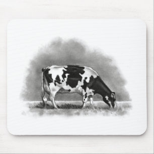 Tapis De Souris Pâturage de vache du Holstein : Dessin au crayon