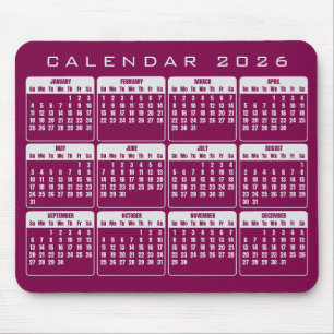 Tapis De Souris Pavé de souris Calendrier 2026
