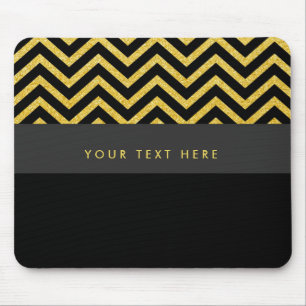 Tapis De Souris Pavé de souris moderne Chevron Black & Gold tendan