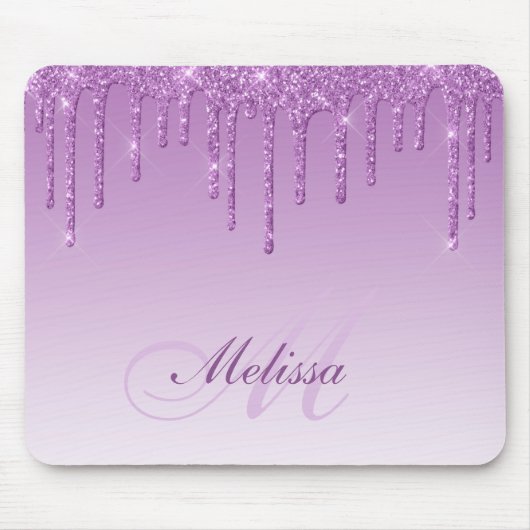 Tapis De Souris pavé souris monogramme violet parties scintillant (Devant)