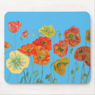 Tapis De Souris Pavot à coquelicots d'Orange Panier à manteau d'
