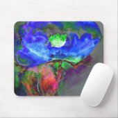 Tapis De Souris Pavot bleu, fleur abstraite bleue (Avec souris)